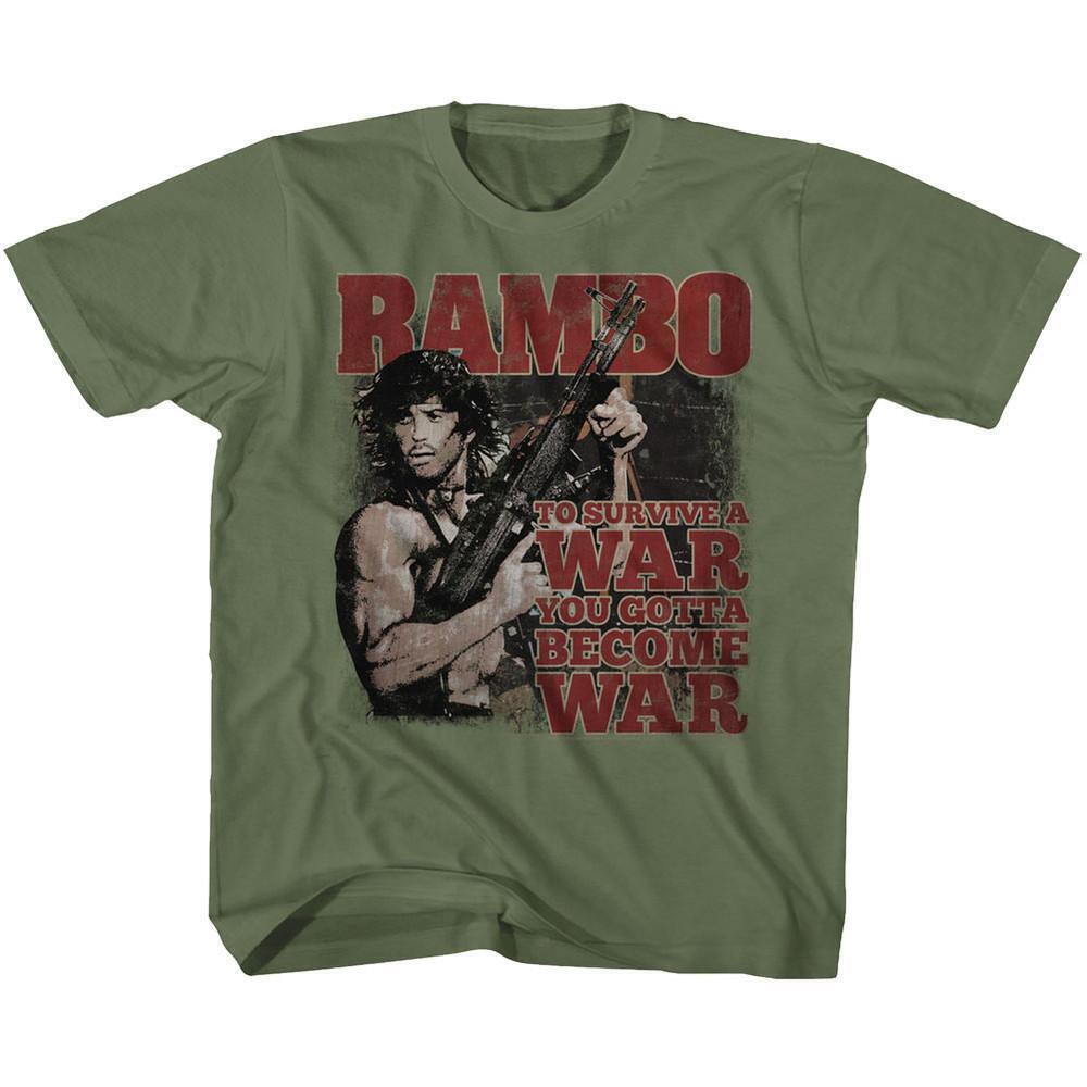 Rambo Become War Military Green Youth T Shirt